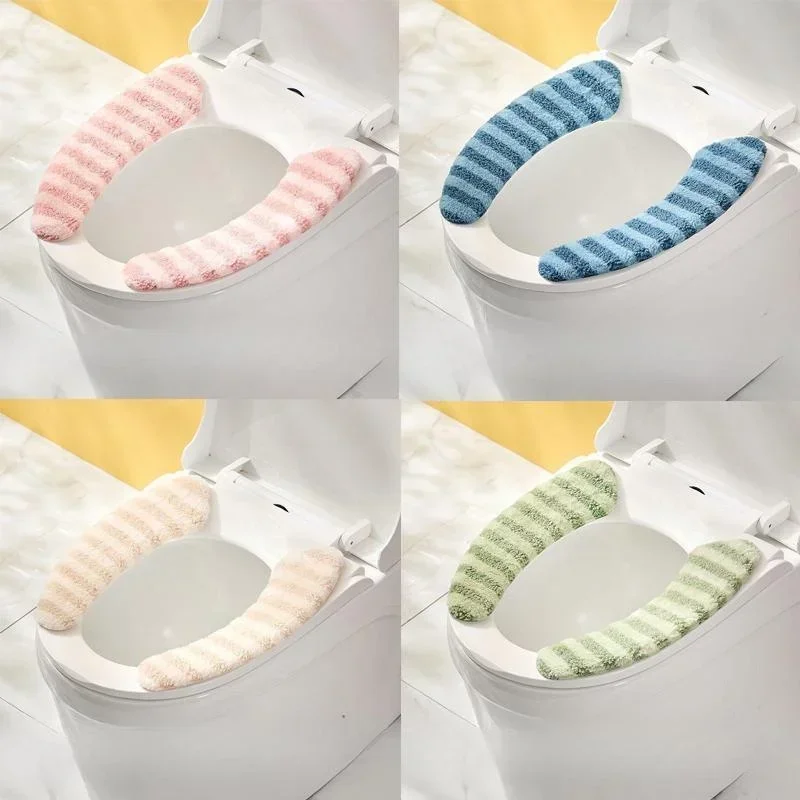 Plush Warm Thick Padded Toilet Seat Cover Mat Non Slip Soft Toilet Seat Cushion Washable Bathroom Warmer with Self-Adhesive Tape Toilet Seat Cover,Toilet Seat Cushion