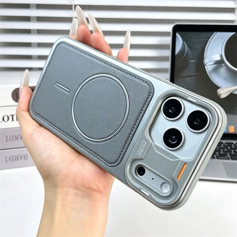 Leather Magnetic Phone Case with Magsafe Wireless Charging and Shockproof Protection