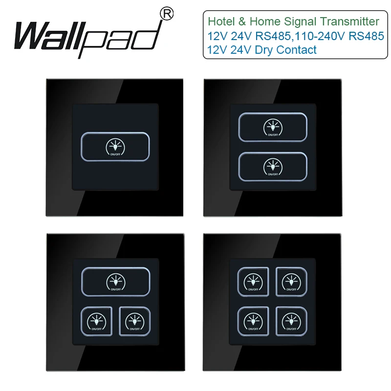 Interruptor de Luz de Parede com Led Wallpad Botão Gang Way 12v 24v 48v dc 110v240v Contato Seco Rs485 Hotel Casa Inteligente