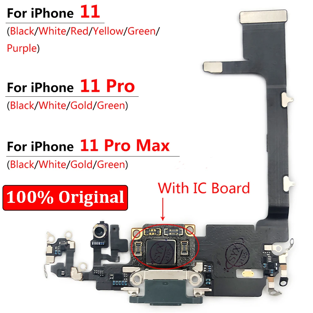 

100% Оригинальный USB-порт для зарядки док-станция гнездо разъем гибкий кабель с микрофоном для Iphone 11 Pro Max Быстрая зарядка