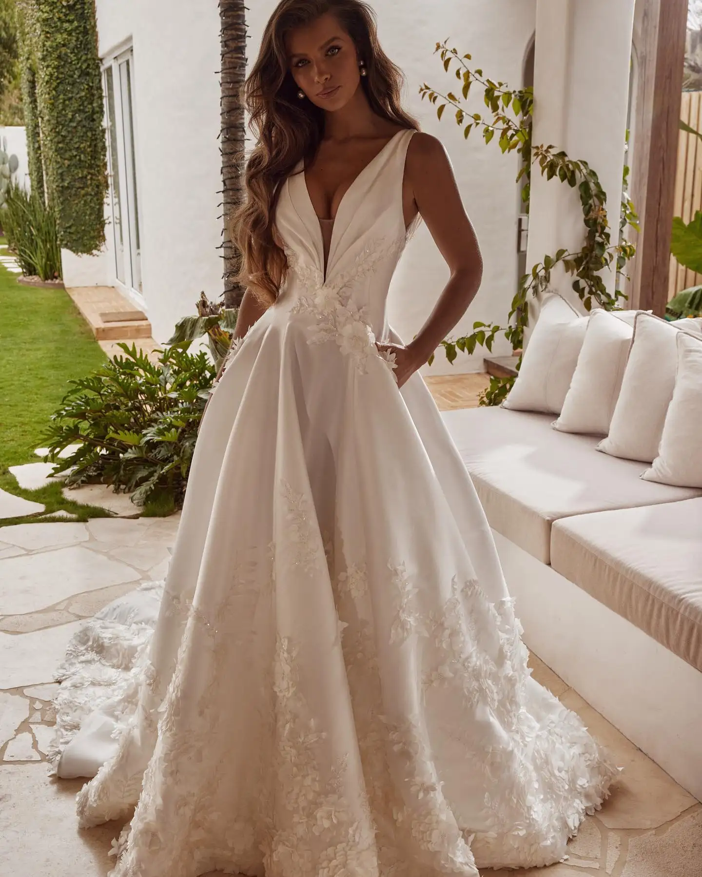 

Satin Wedding Dress Vestido De Novia Elegante 2024 Luxury Lace Noiva Sob Medida Bride Vestidos Blanco Boda Civil Robe Mariee