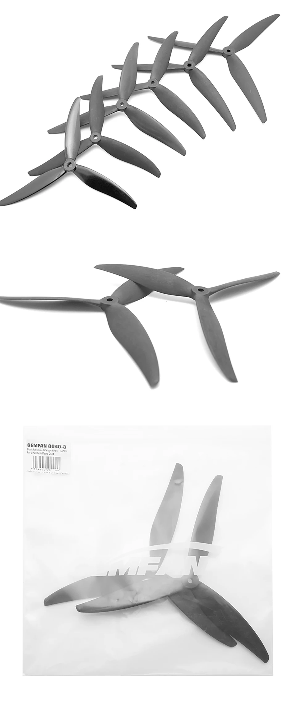 2PAIRS GEMFAN Drone Propeller Cinelifter 3 Blade Props - CW/CCW 7035 7037 8040 8060 9045 1050 Efficient 3-Blades For RC FPV Drone 17