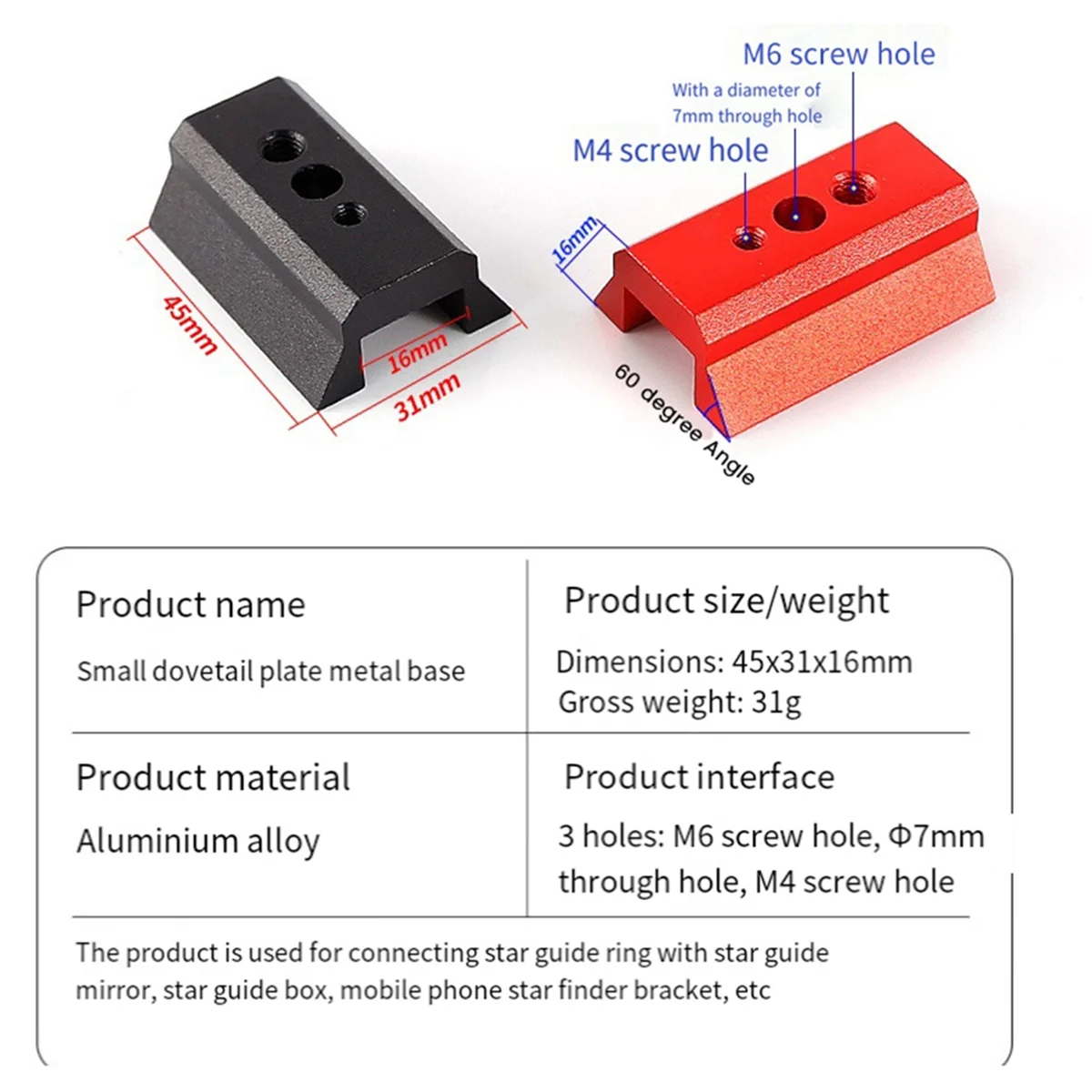 thumbnail image 2 of Convex-Style Dovetail Rail Plate - 42mm  1.65Inch  Length For Telescope Finder Scope Smartphone Base Expand 2 of 9