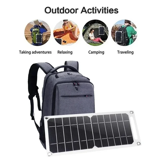Solar Panel Portable Cell Phone Charger with 5V USB Output Camping Hiking and Emergency Backup Quick Charge 5-35W EESBAO 3