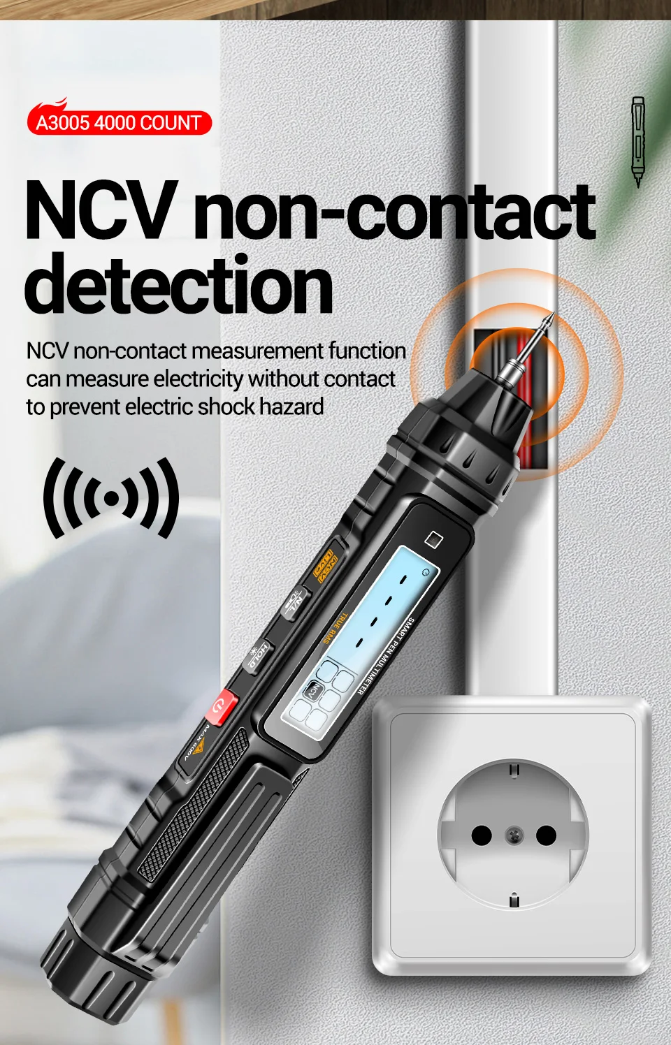 ANENG A3005 Pen Type Multimeter Digital Professional Mini AC/DC Voltage 4000 Counts Meter Resistance NCV Ohm Diode Tester Tools