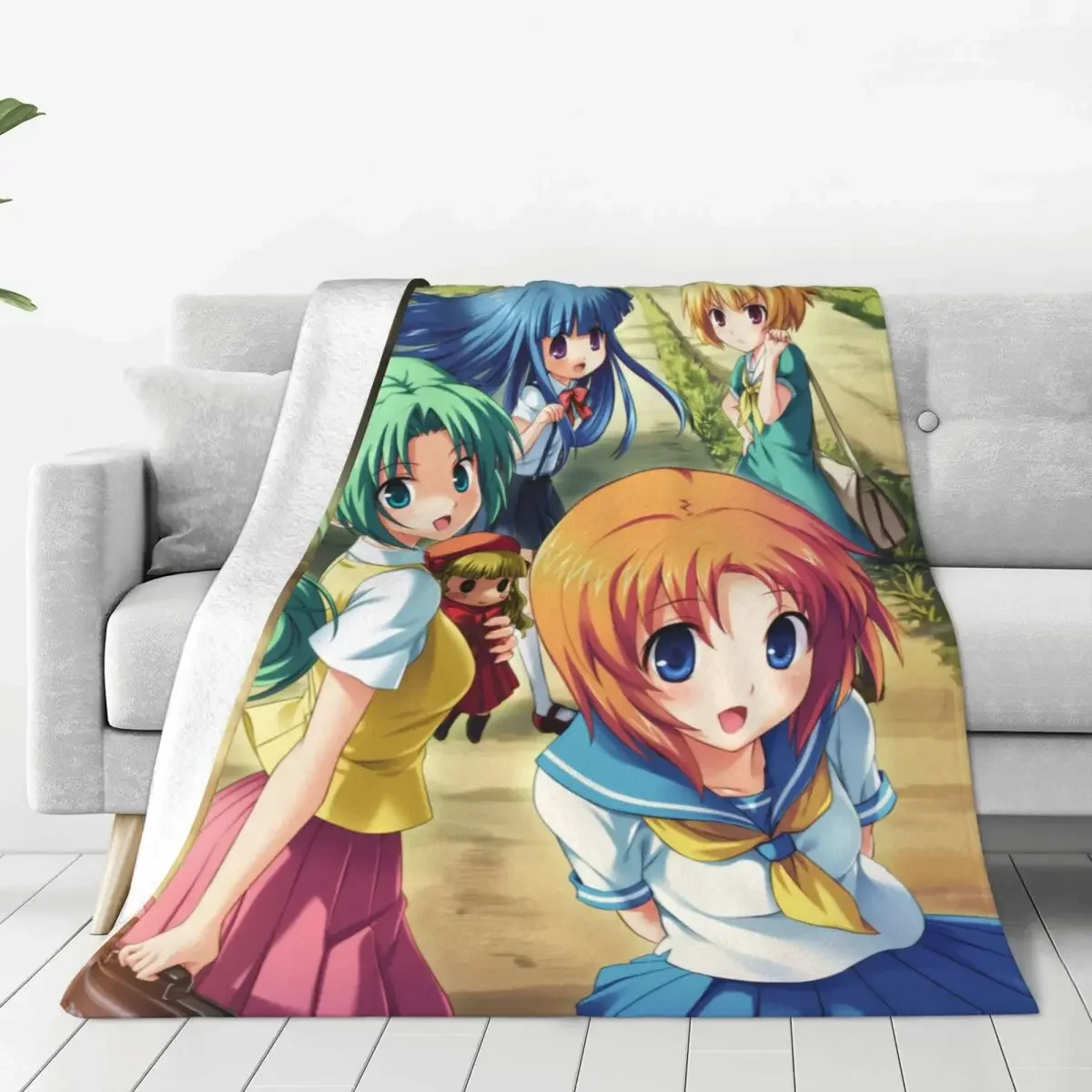 

Higurashi No Naku Koro Ni Blanket Velvet All Season Rika Rena Shion Satoko Breathable Soft Throw Blanket for Bed Bedroom Quilt