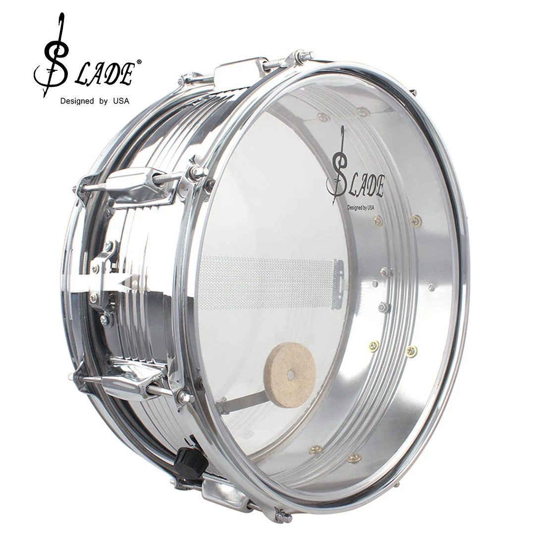 SLADE 14 Inch Snare Drum Nickel Plated Snare Drum Set with Strap Drumstick Professional Percussion Instruments for Practice
