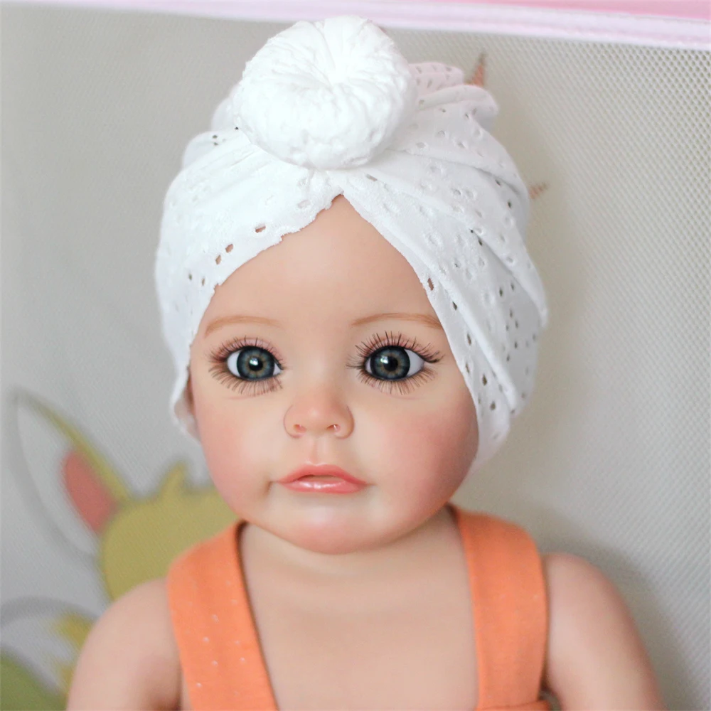 New Summer Hollow Baby Donut Turban Hat Toddlers Bow Beanie Baby Hat for Baby Girls Headwrap Infant Bonnet Newborn Hats Babe Hat