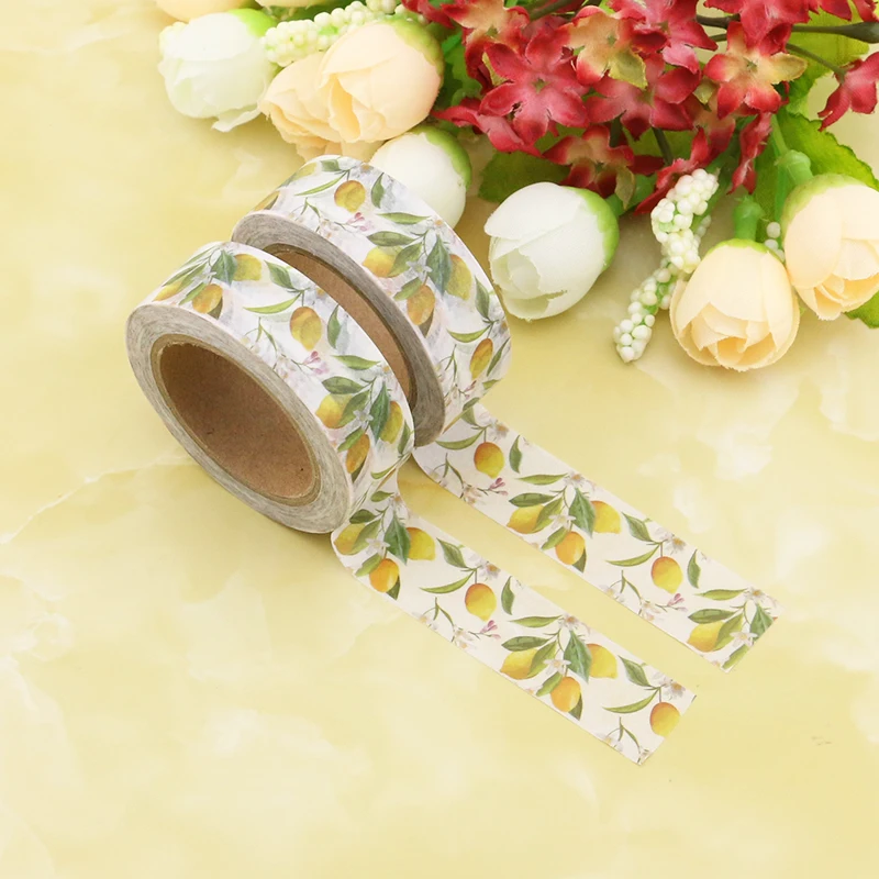 10M Decorative Fruit Fresh Lemon Leaves Washi Tape for Scrapbooking Journaling Adhesive Masking Tape Cute Stationary adhesive tape washi tape adhesive tapes masking tape decorative tape decoration tape collage tape 1PC
