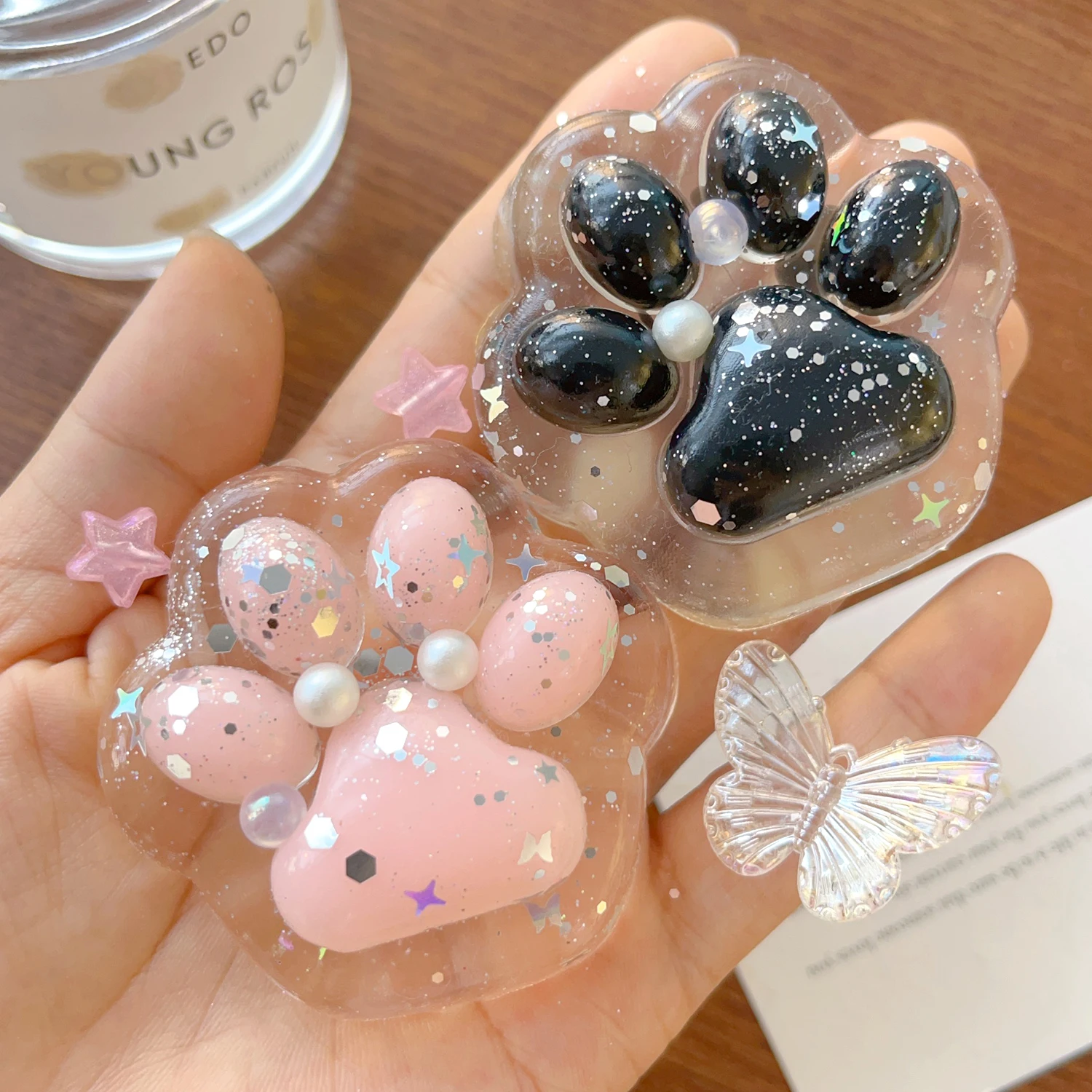 Cartoon Paste Cat Claw Finger Pinch Music Toys Children and Adults Elastic Decompression Toys Relax Pinch Crystal Cat Claw Toys 6