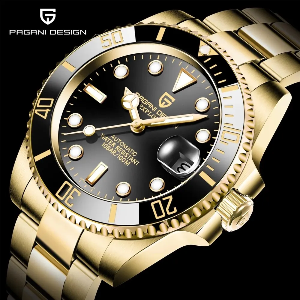 Mechanical Watch PAGANI Design Stainless Steel 100m Waterproof Watch Relogio Masculino Men Luxury Automatic Wrist