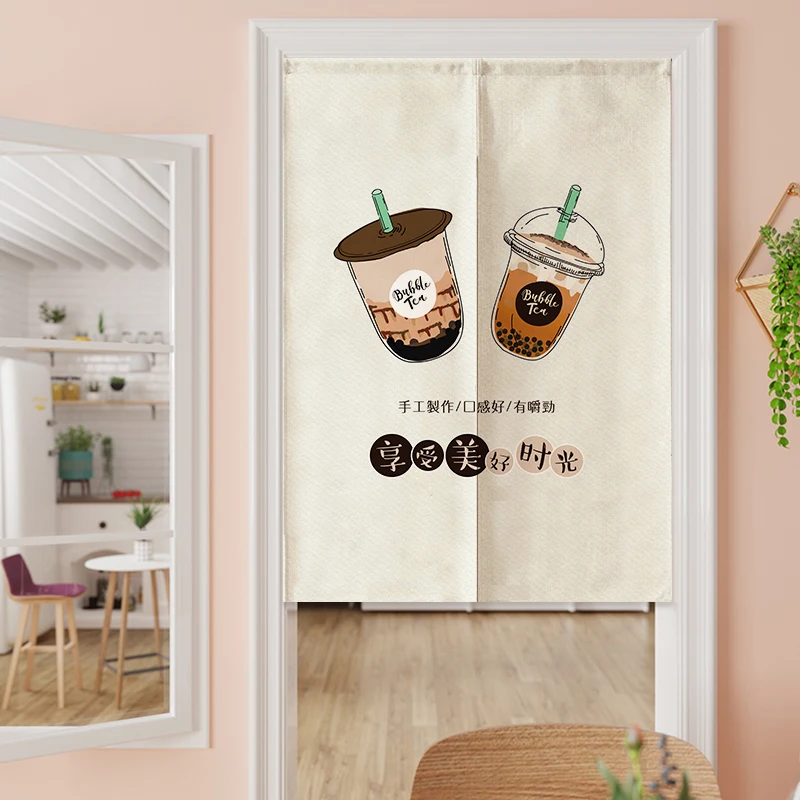 

Milk Tea Coffee Shop Door Curtain Kitchen Partition Curtain Drink Shop Operation Room Cover Curtain Door Head Hanging Curtain
