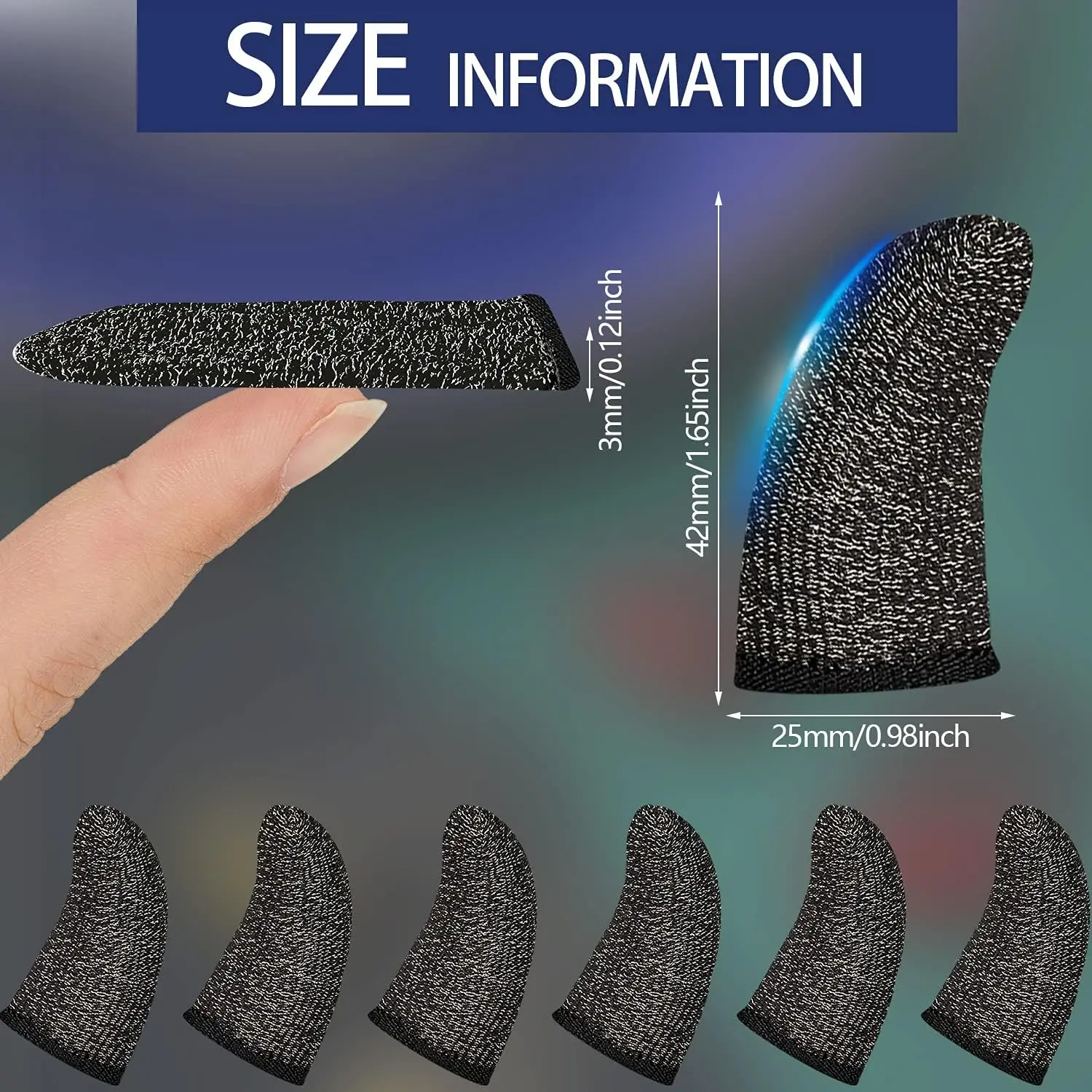 24Pcs Mobile Phone Finger Cuff Mobile Game Touch Screen Fiber Breathable Sweat Resistant
