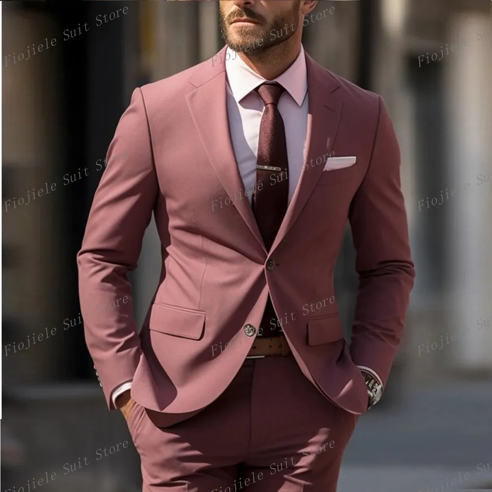 Formal suit groom groomsman wedding party prom men 2 piece set blazer pants