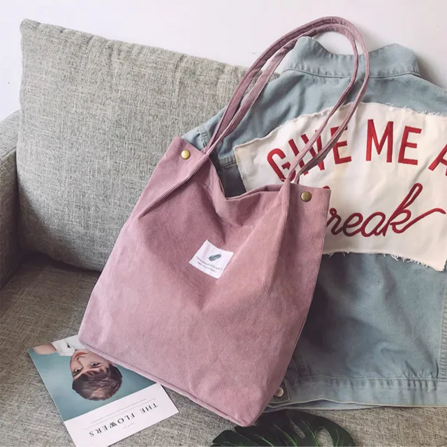 Bags For Women 2022 Corduroy Shoulder Bag Reusable Shopping Bags Casual Tote Female Handbag For