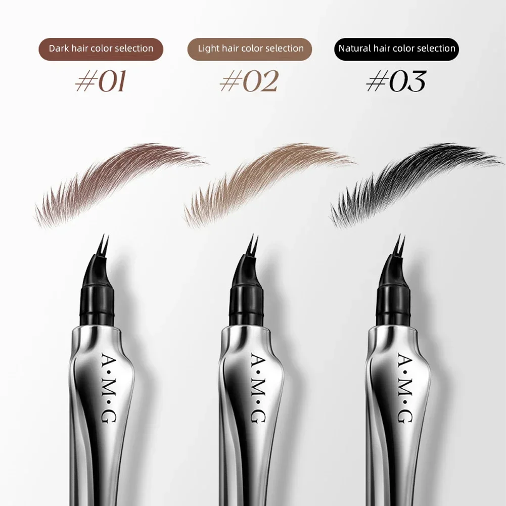 Ultra-fine 2 Point Silver Eyebrow Pen Liquid Wild Eyebrow Tattoo Waterproof 2 Fork Silkworm Brow Pen Easy To Grip Eye Makeup 3
