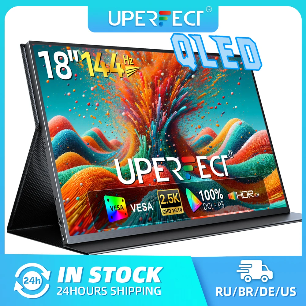 UPERFECT 2K 144Hz 18” Portable Gaming Monitor 100% DCI-P3 VESA