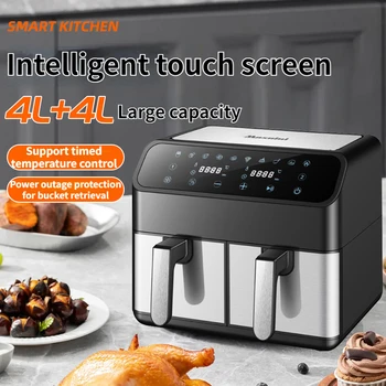 8 Quart Dual Basket Air Fryer Oven with Easy View Windows, Sync Finish, Hi-Fry 220V Two 4qt baskets