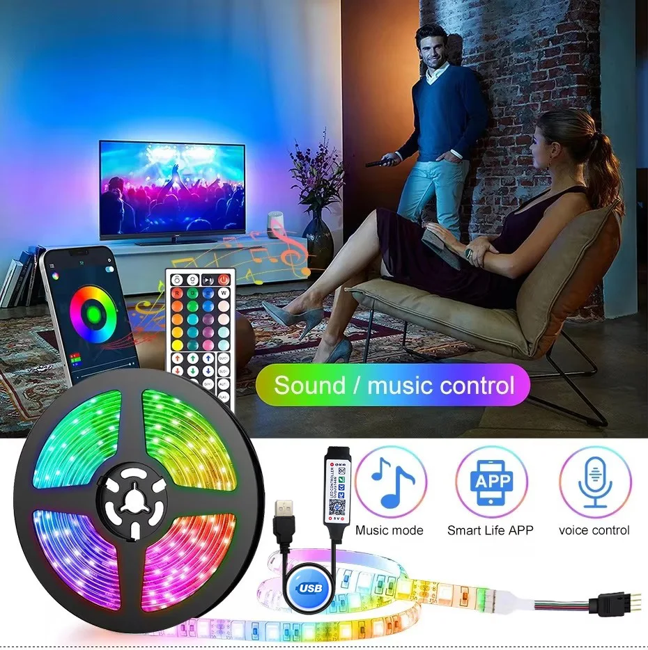 LED Strip Lights Led Strip Usb 5V 5050 Rgb Diode Tape for Home 1-30M Smart Led Ice String Tv Backlight for Children Gaming Room Band Ribbon