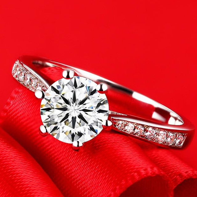Fade 18K White Gold Rings Women High Quality Zirconia Diamond Original 925 Silver Rings Wedding Band Bridal Jewelry Gift