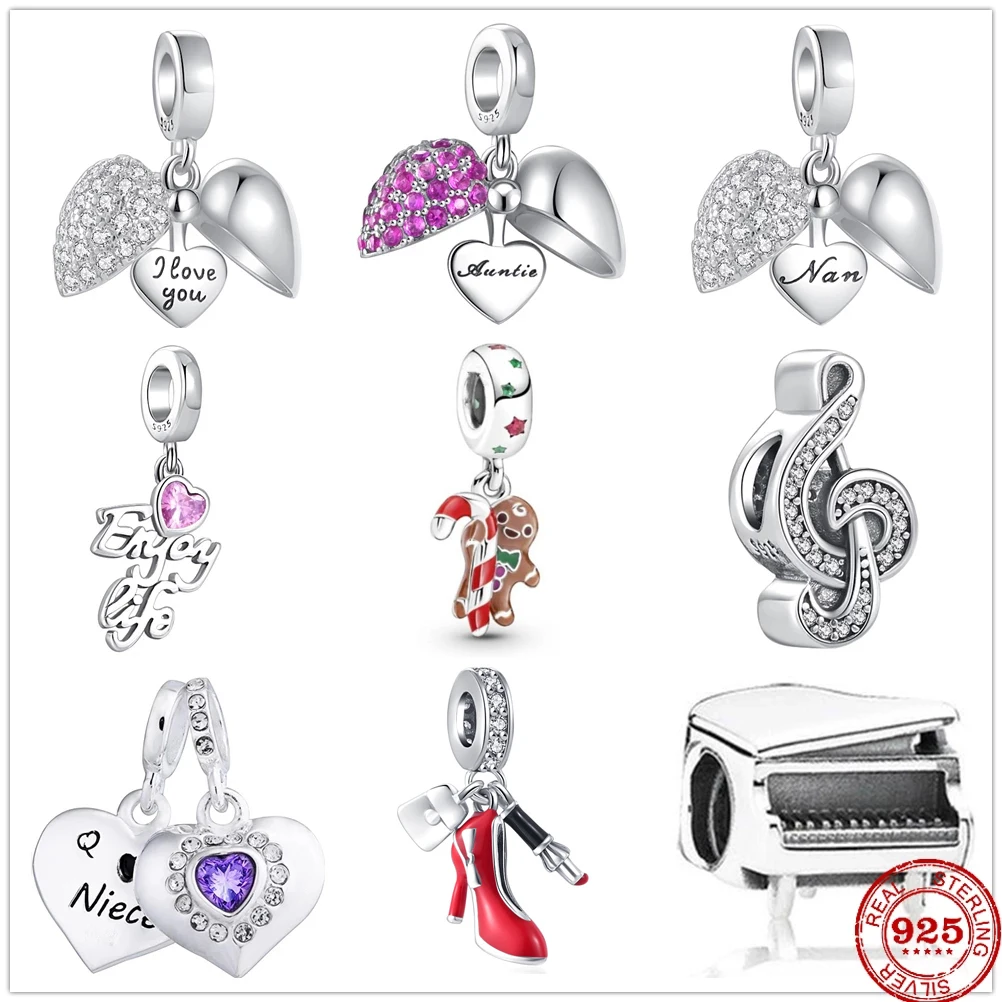 

2021 New Fashion Silver 925 Note piano bless Charm Bead Pandora Fit Original Pandora Bracelets DIY Fine Sterling Jewelry Gift