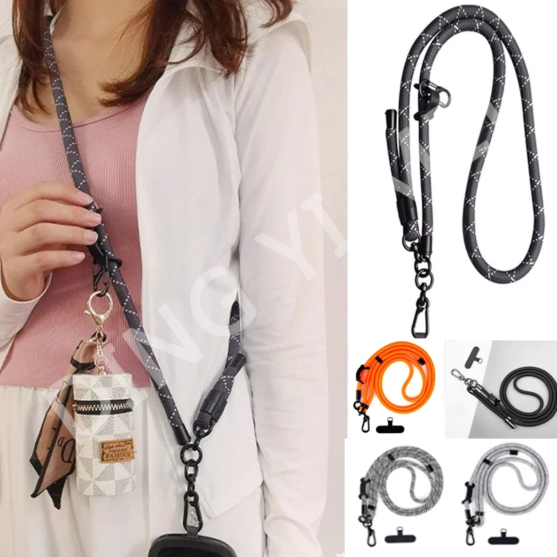 Phone Lanyard 150CM Length Phone Lanyard Adjustable Detachable Neck Cord Outdoor Universal Crossbody Strap Card Clip for Mobile Phone Case