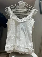 Sweet Lace Patchwork Slim Tank Tops Women Summer White Sexy Simple Cotton Soft Sleeveless Vests Female Vintage Chic Y2K Camisole - Image 5