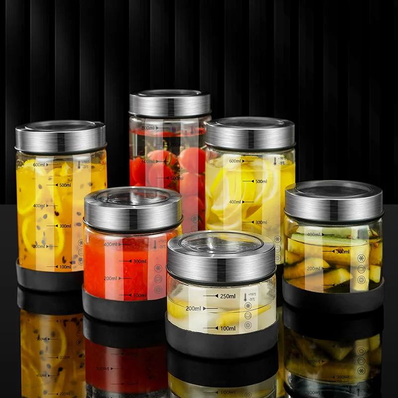 Glass Bottle Sealed Jar Household Jar Pickled Ginger Storage Jam Bottle Dipping and Slicing
