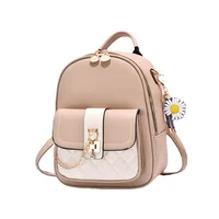 Bag Women 2022 New Fashion Rhombic Contrast Backpack Korean Version Large Capacity Buckle One shoulder Two shoulder Travel Backp 2