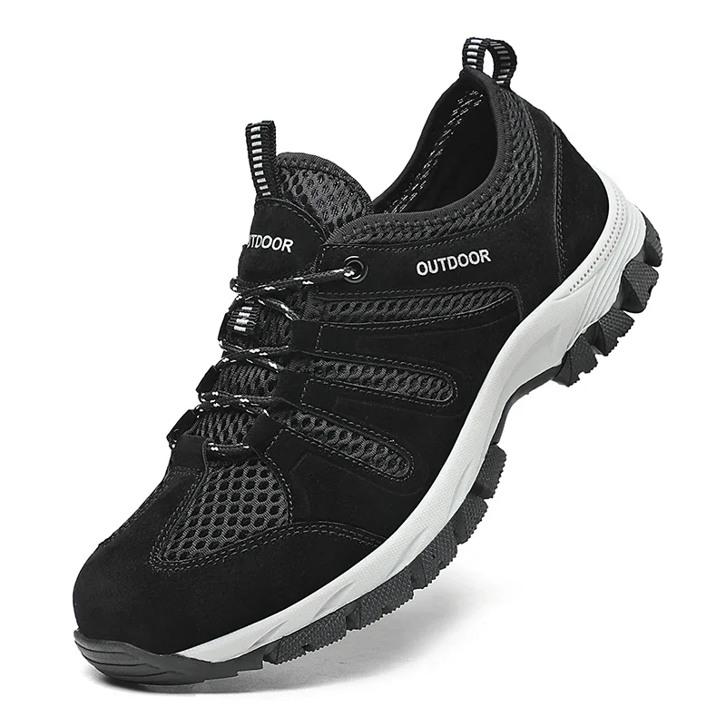 Large Size Men Soft Casual Shoes Summer Breathable Outdoor Mesh Sneakers Male Light Black Footwear Flat 2024 Fashion Boys Travel