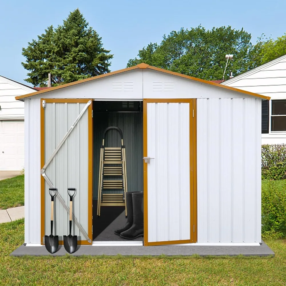 

8 x 6 FT Sheds & Outdoor Storage, Outdoor Storage Shed, Metal Garden Tool Shed, Outside Sheds & Outdoor Storage Galvanized Steel