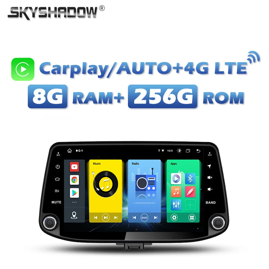 

4G SIM DSP IPS Carplay Auto Android 13.0 8G+256G Car DVD Player Stereo GPS Map Radio wifi Bluetooth For Hyundai I30 2017-2019