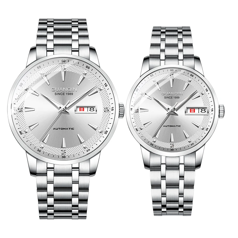 Guanqin tungsten steel watch, couple's fully automatic mechanical watch, men's waterproof fashion, business trend watch