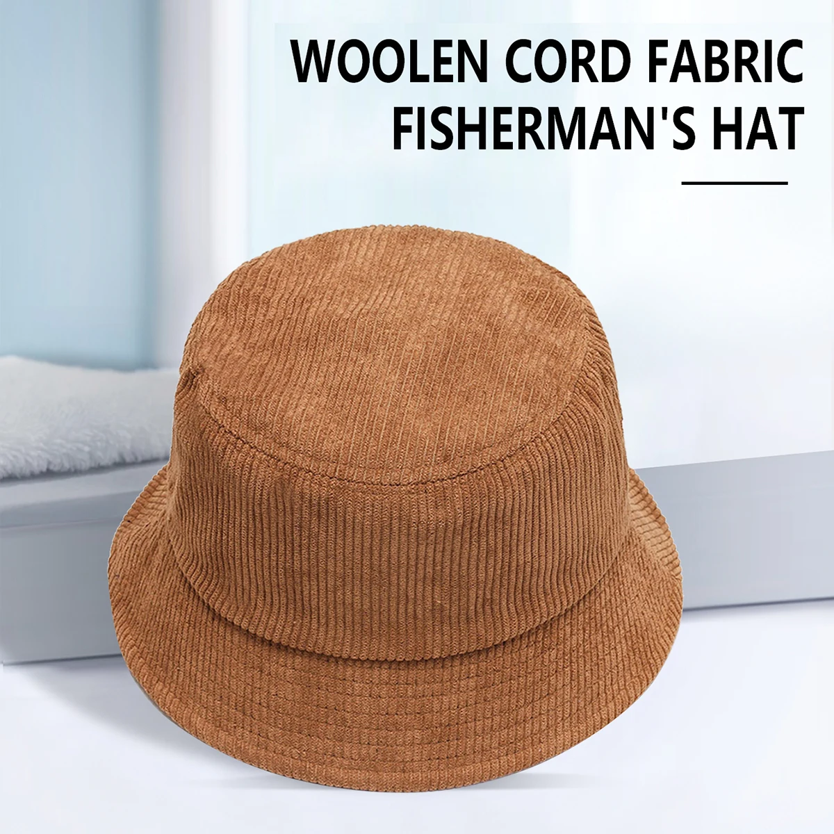 Casual Corduroy Embroidered Fisherman Hat K-Style Trendy Unisex Autumn and Winter Sun Hat Sun Protection Basin Hat Covering Face Sun Hat for Fishing and Mountaineering Hiking