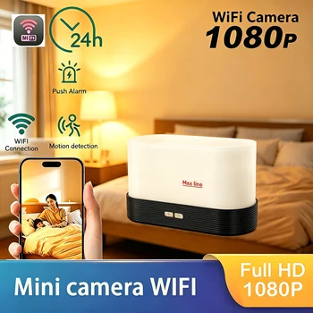 4K HD Mini WiFi Camera 1080P HD Mist Humidifier Camera Motion Detection Home Security Monitor Remote View Video Recorder DVR Cam 1