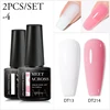 MEET ACROSS 2Pcs/Set 7ml Quick Extension Gel Nail Polish Clear White Nude Semi Permanent Finger Extension Nail Art Varinish 2