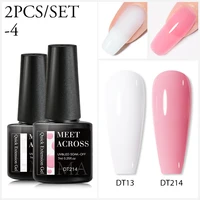 MEET ACROSS 2Pcs/Set 7ml Quick Extension Gel Nail Polish Clear White Nude Semi Permanent Finger Extension Nail Art Varinish 2