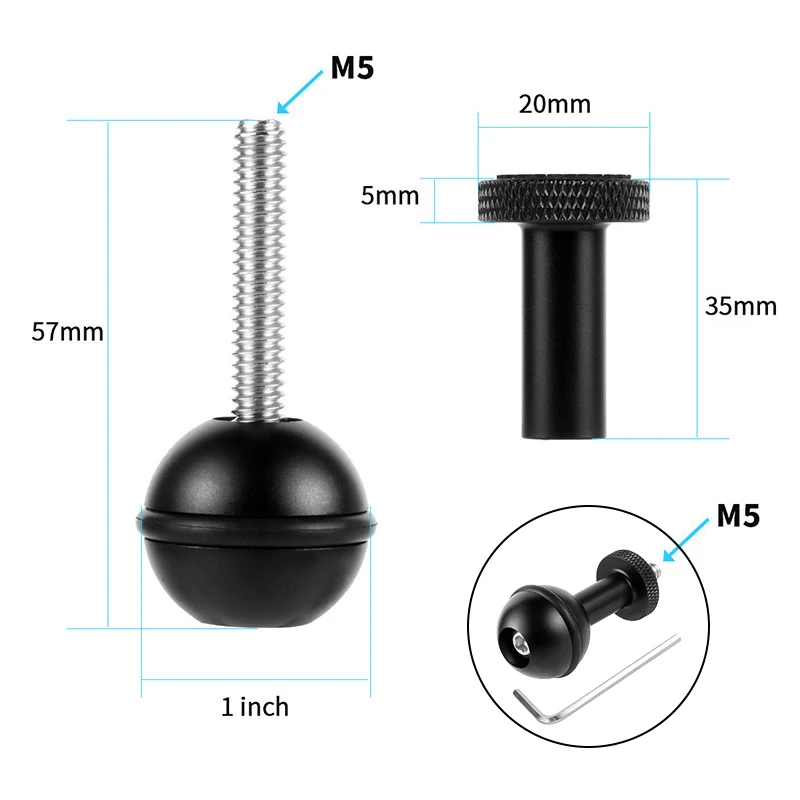 Universal Ball Head Adapter with Butterfly Clip for Camera and Lighting Accessories