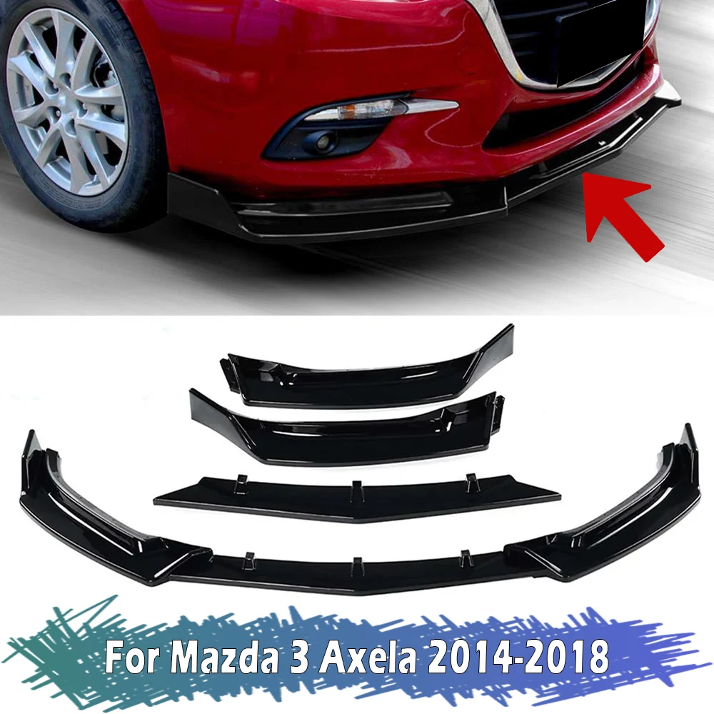

3Pcs Car Front Bumper Spoiler Lip Body Kit Bumper Diffuser Guard For Mazda 3 Axela 2014 2015 2016 2017 2018 Accessories
