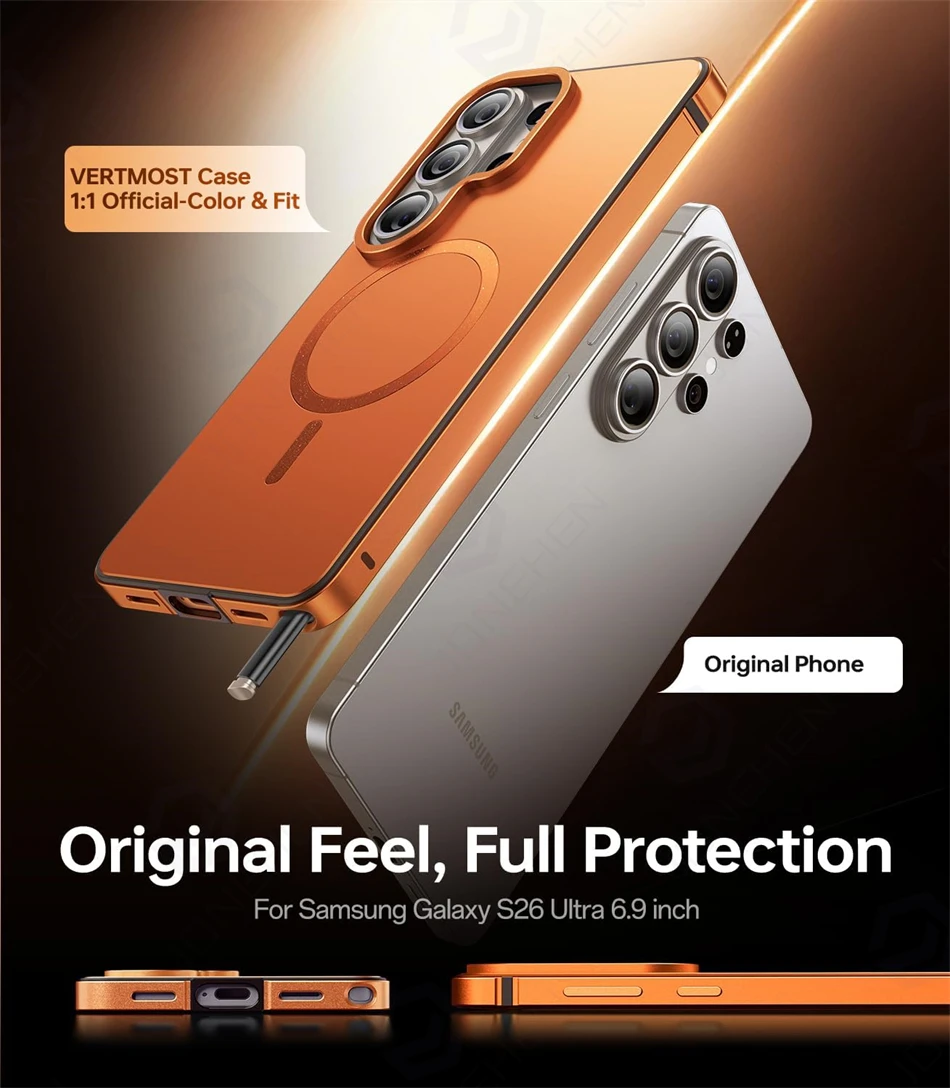 Magnetic Aluminum Metal Frame Case with Original Color Backplate and MagSafe Compatibility