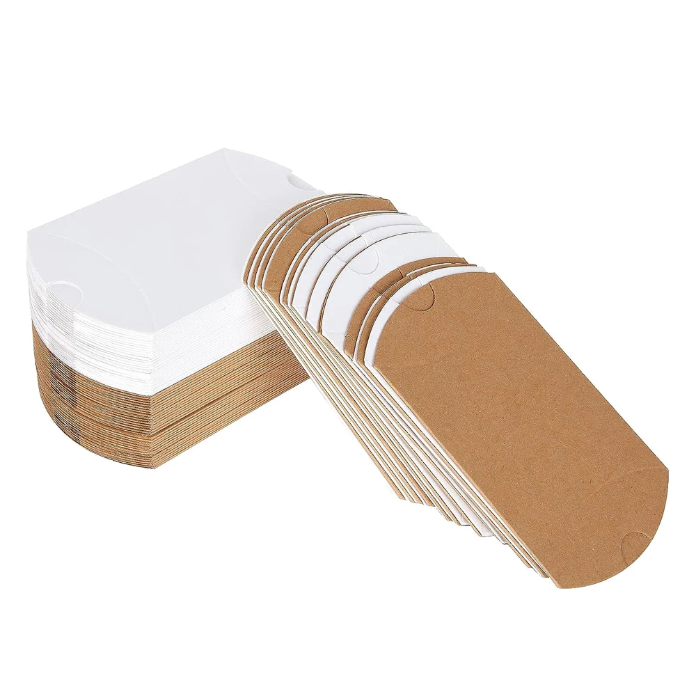 10 stücke Vintage Kraft Papier Kissen Candy Box Danke Behandeln Mini Für Bevorzugung Geschenk Hochzeit Schmuck Kleine Unternehmen Verpackung liefert – Detail 2