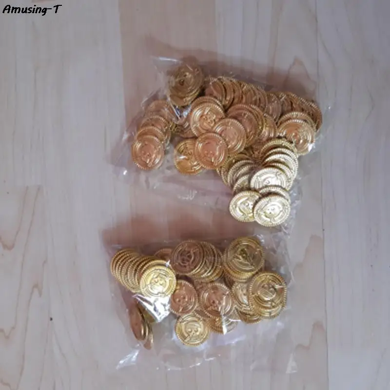 50pcs Pirate gold Coins fake gold Halloween Christmas decorations for home kids