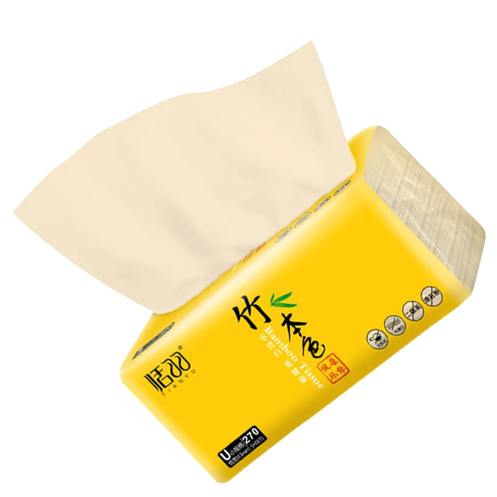 3 Bags of 810 Sheets Paper Extraction Flexible Napkin Bamboo Tissue Facial Cleaning Towel Disposable Dry and Wet Tissue Yellow (