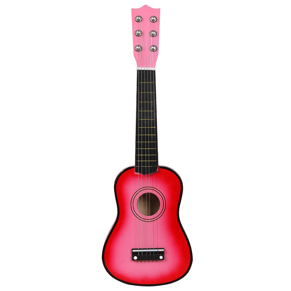21 inch Basswood Ukulele 6 Strings Small Bass Acoustic Guitar Musical Instruments with Picks for Children Kids