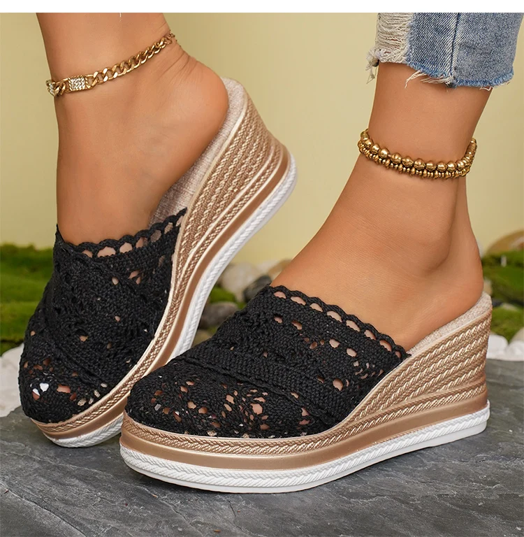 Frauen Sandalen Keile Heels Sandalen Sommer 2025, Neue Schuhe Frau Mit Hohen Absätzen Hausschuhe Sommer Schuhe Weibliche Elegante Alias Mujer – Detail 9