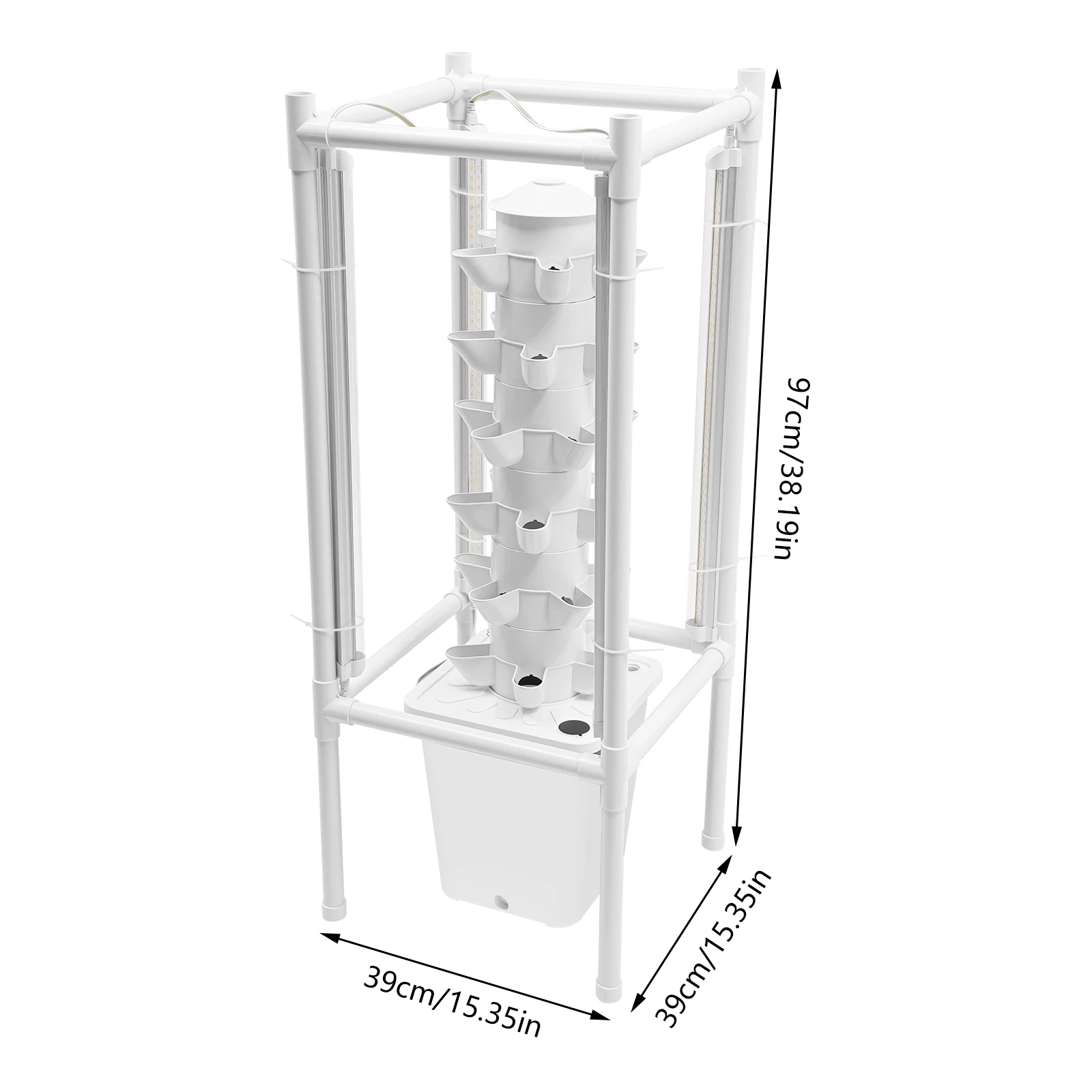 Kit per coltivazione idroponica 6 livelli 30 vasi per piantare giardino interno con luce per coltivazione a LED per erbe, verdure, fragole, giardinaggio domestico