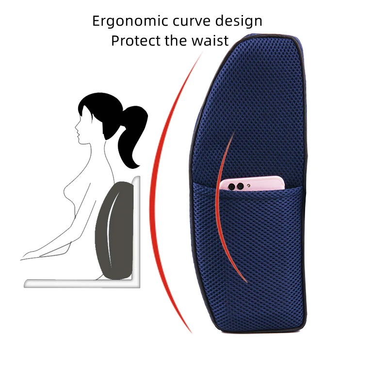 3D Car Lumbar Support Cushion Memory Foam Waist Pillow Soft Cozy Seat Back Cushion For Protect Lumbar Cushion Chair Sofa Office
