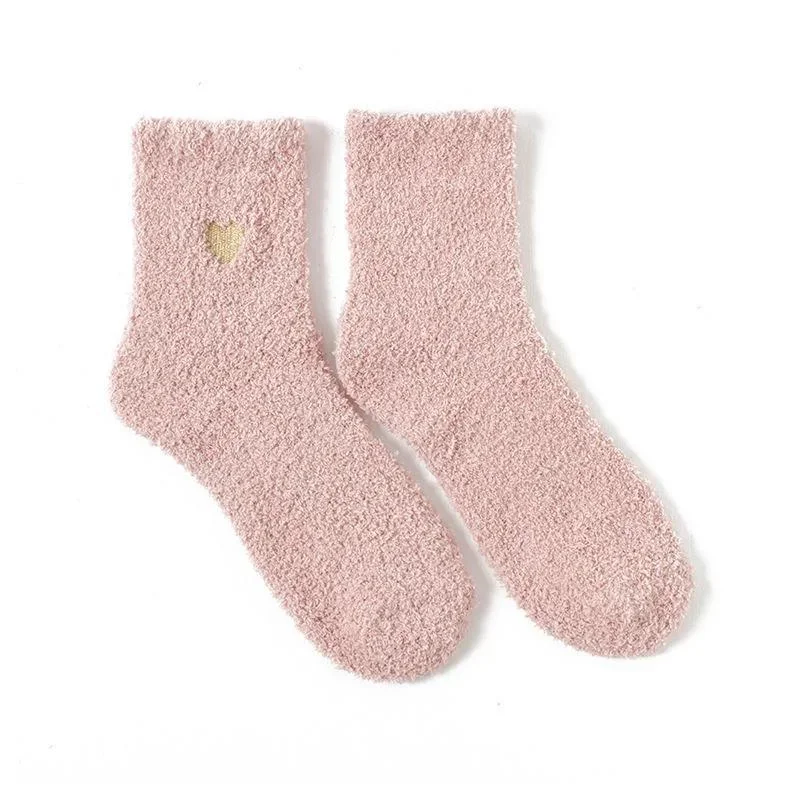 Dicke bedruckte Liebessocken für Damen – warme Wintersocken, niedliche, lässige Plüsch-Schlafsocken für Zuhause, flauschige Korallen-Fußwärmer – Detail 20