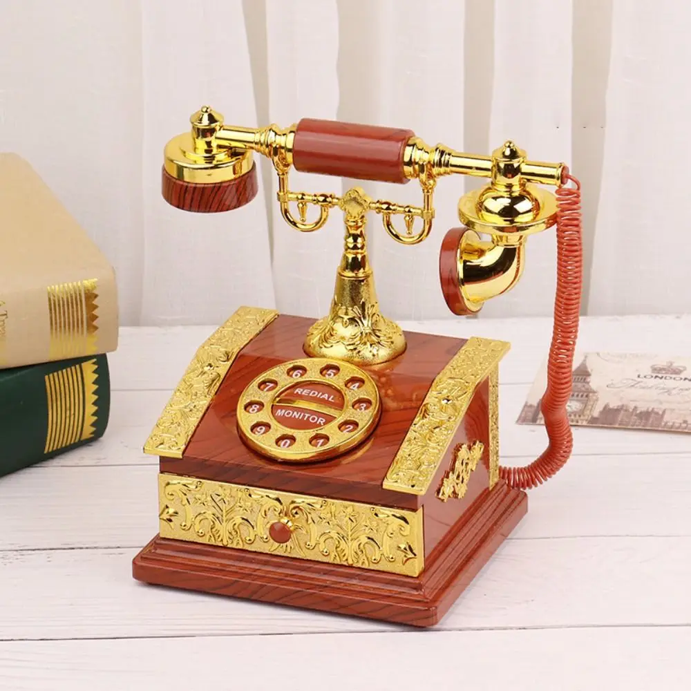 Practical Nostalgic Telephone Music Box Cartoon Classical Dial Phone Model Simulation Music Box Ornaments Porch