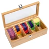 Multifunctional Bamboo System Tea Bag Jewelry Organizer Storage Box 5 Compartments Tea Box Organizer Sugar Container 3